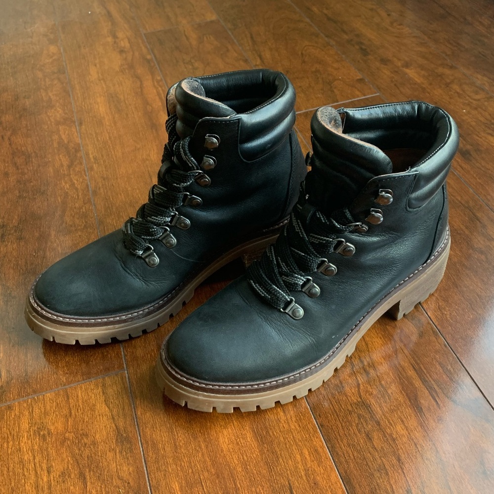 Waterproof Leather Winter Black Boots - Picture 2 of 5